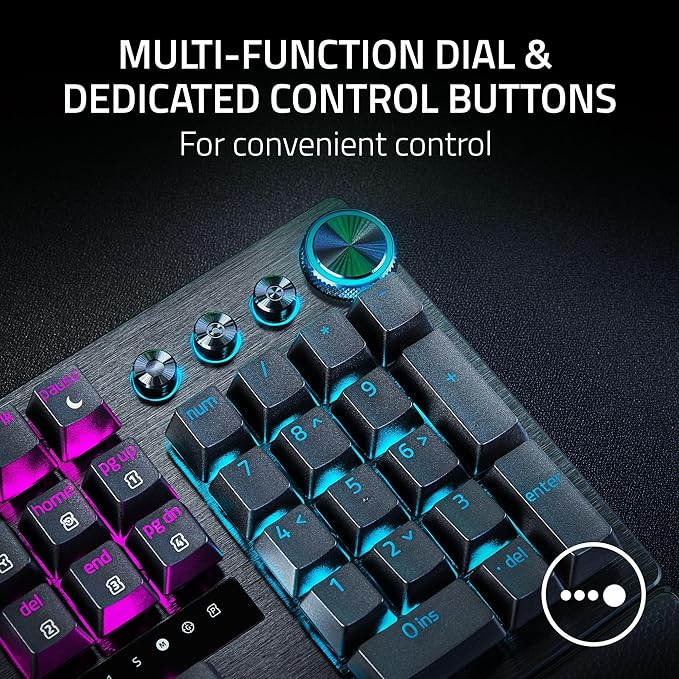 Razer Huntsman V3 Pro Esports Gaming Keyboard: Analog Optical Switches - Razer Snap Tap - Rapid Trigger - Adjustable Actuation - Media Keys & Dial - Doubleshot PBT Keycaps - Wrist Rest - Black