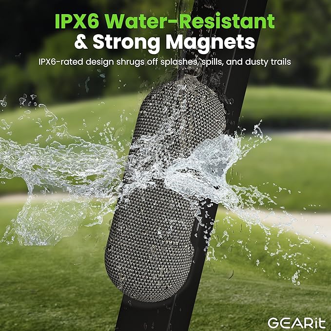 GEARit SoundBrick Wireless Golf Speaker w/ 16W Audio Power - IPX6 Waterproof Bluetooth Speaker - RGB Lights & TWS Pairing - Magnetic Outdoor, Indoor Speakers Bluetooth