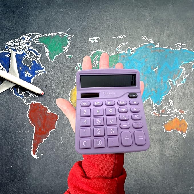 YOUHO Calculator, 12-bit Solar Battery Dual Power Standard Function Electronic Calculator with Large LCD Display Office Calculator Purple