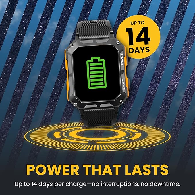 Rugged Smart Watch for Men, Original Smartwatch, Waterproof Digital Watch for The Toughest Jobs, with Fitness Trackers, Heart Rate Monitor, IP68, Pedometer, Workout Modes and More