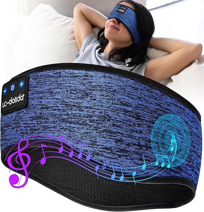 LC-dolida Sleep Headphones Wireless Bluetooth Headbands, Women Sports Earphones Sweat Head Bands, Over-Ear Headphones Headbands for Women's Hair Ultra-Thin Perfect for Side Sleepers Workout Yoga