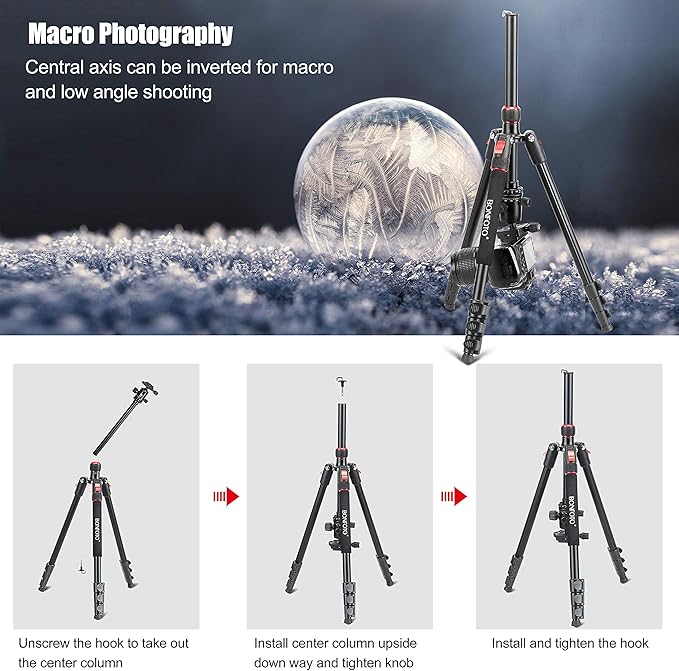 70 Inch Tripod for Camera,Stable Aluminum Travel Tripod, Photography Tripod with 360 Degree Ball Head and Carry Bag, Camera Stand for Ring Light & Canon Nikon Sony DSLR
