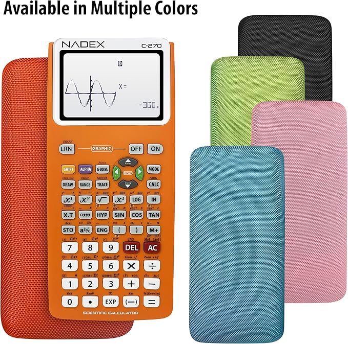 Scientific Calculator with Graphing, Includes Carrying Case, for College and High School Students, Calculus, Algebra, Geometry, Trigonometry, Statistics, Physics, Chemistry, Orange