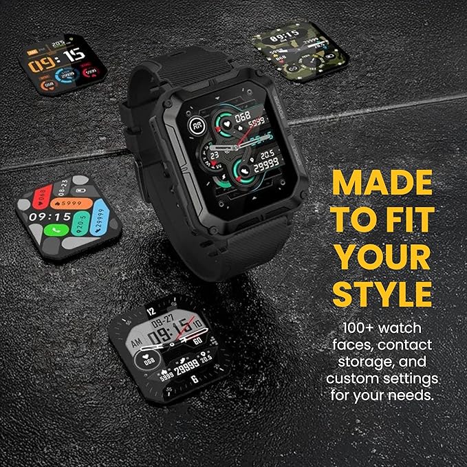 Rugged Smart Watch for Men, Original Smartwatch, Waterproof Digital Watch for The Toughest Jobs, with Fitness Trackers, Heart Rate Monitor, IP68, Pedometer, Workout Modes and More