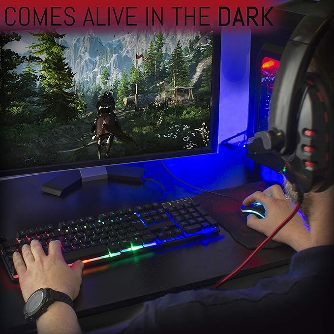 Orzly Gaming Keyboard RGB USB Wired Rainbow Keyboards Designed for PC Gamers, PS4, PS5, Laptop, Xbox, Nintendo Switch, RX-250 Hornet Edition (Black) Brand