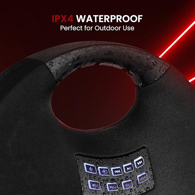 Pyle Wireless Portable Bluetooth Speaker, with Built in Rechargeable Battery, Wired Microphone, Clear Surround Sound, Mini IPX4 Waterproof Speaker for Indoor and Outdoor Activities