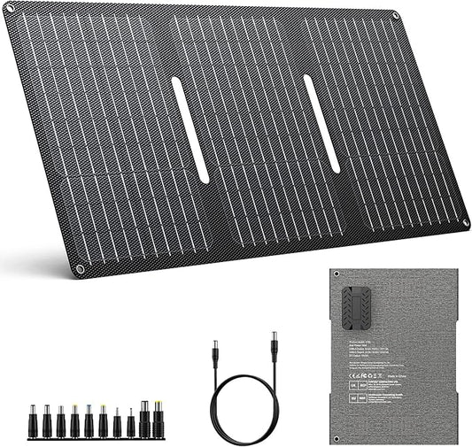 30W Solar Panel Charger YT30 Foldable Solar Panel IP65 Waterproof Solar Charger with QC3.0 USB & DC Output(10 Connectors) 24% High Efficiency for Outdoor Camping