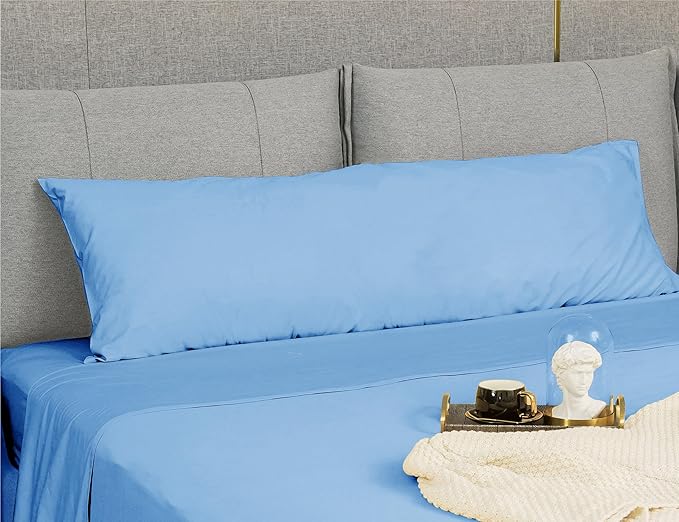 Sunflower Body Pillowcase 100% Cotton Long Pillow Cover/Case Envelope Closure 1 Pack, 21×54 inches Placid Blue, Soft and Breathable