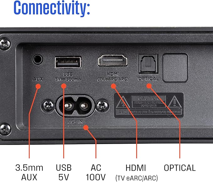 Westinghouse Sound Bar for Smart TV, 2.0 Compact Soundbar with Dolby Atmos and Digital Plus, 120W Surround Sound System for TV, Home Theater Audio, eArc, HDMI, Bluetooth, Roku TV Ready