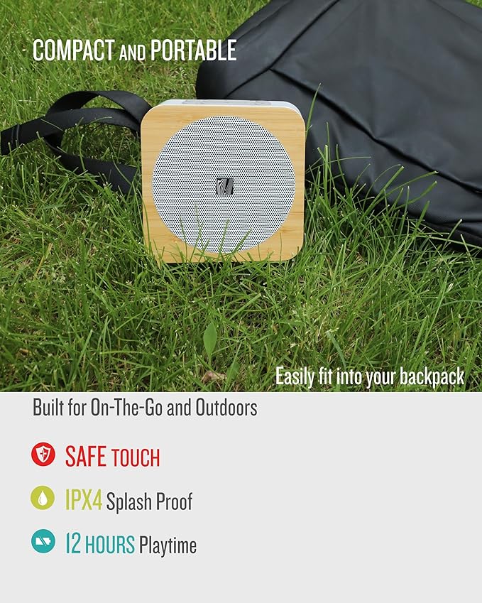 Sound Spot II SFQ-18: Portable Bluetooth Speaker with Powerful Bass, Nature Sounds, Ambient Light, and Speakerphone (White)