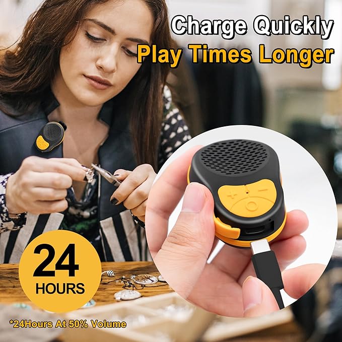 Wearable Bluetooth Speaker Clip On, Small Portable Speaker, Waterproof Bluetooth Mini Speaker with Microphone for Workout Running Up to 24H Playtime(Black+Orange)