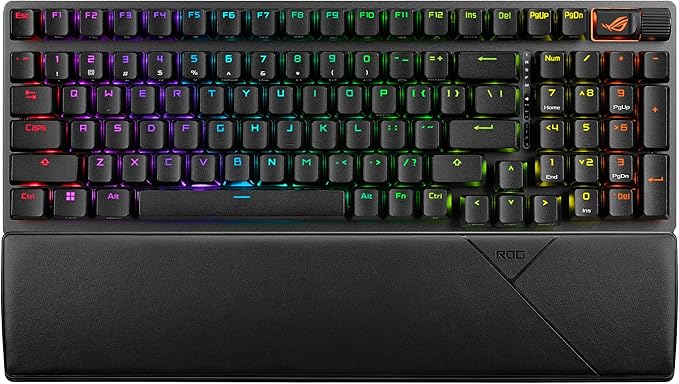 ASUS ROG Strix Scope II 96 Wireless Mechanical Gaming Keyboard – 96% Full-Size, Tri-Mode Connectivity, Hot Swappable Pre-lubed ROG NX Snow Linear Switches, PBT Keycaps, RGB, PC/Mac Support-Black