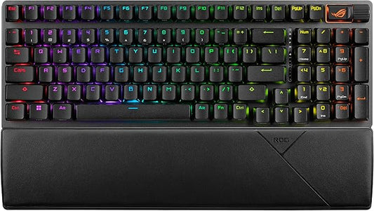 ASUS ROG Strix Scope II 96 Wireless Mechanical Gaming Keyboard – 96% Full-Size, Tri-Mode Connectivity, Hot Swappable Pre-lubed ROG NX Snow Linear Switches, PBT Keycaps, RGB, PC/Mac Support-Black