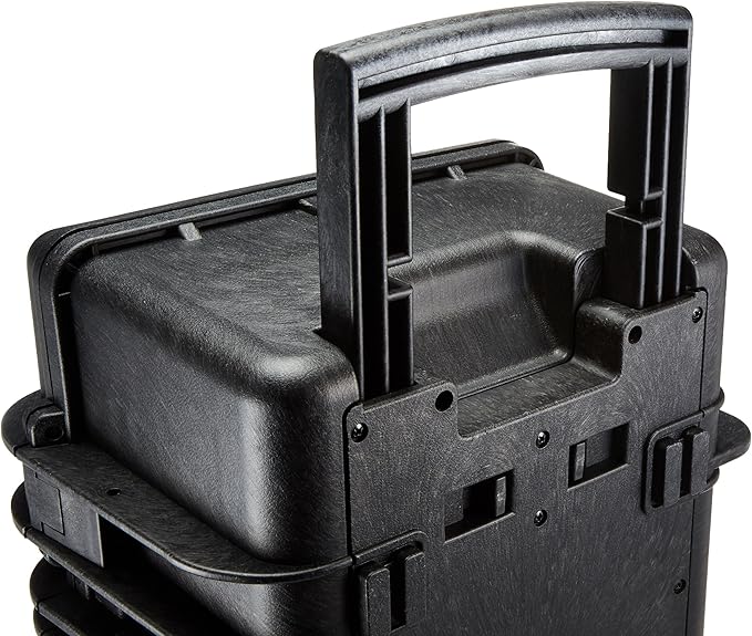 Amazon Basics Hard Camera Case with Wheels, Large, Black, Solid, 22"L x 14"W x 9.8"H