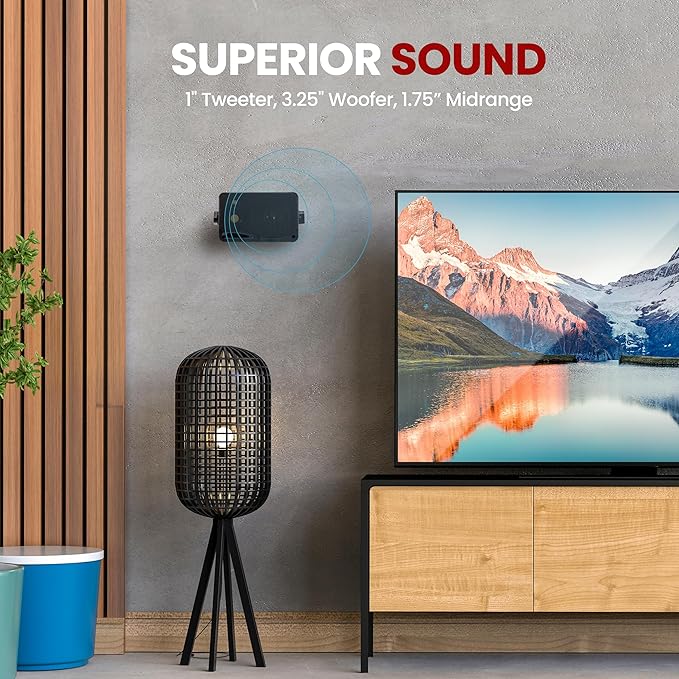 Pyramid 3-Way Indoor Outdoor Speaker System - 3.5 Inch 200W Pair of Mini Box Ceiling Wall Mount Speakers w/1" Tweeter, 3.25" Woofer, 1.75” Midrange - Home Theater Entertainment, PA System - 2022SX