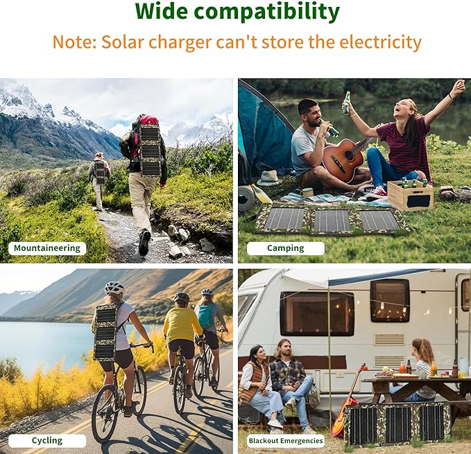 Upgraded Portable Solar Charger Foldable Solar Panels USB Ports 30W Solar Charger(5V/3A Max) Waterproof for Camping Backpacking Compatible with Cell Phone,iPhone,iPad,Samsung Galaxy, LG