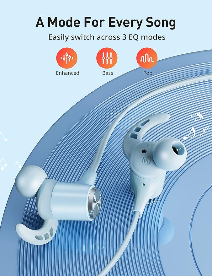 Wireless Headphones, Bluetooth 5.2 Stereo aptX Wireless Earbuds Bass Bluetooth Earbuds Bulit-in Mic with 16H Playtime, Magnetic, IPX7 Waterproof Perfect for Sport, Gym