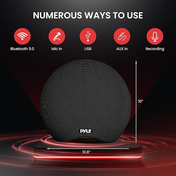 Pyle Portable Waterproof Bluetooth Speaker - 280 Watt Max Output Power, Wireless Music Streaming, Rechargeable Battery, MP3/WMA/FLAC Digital Audio File Support, & Remote Control Battery Operated