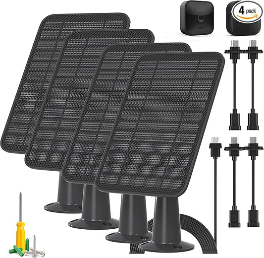 5W Solar Panel Compatible with Blink Outdoor 4(4th Gen)/Blink Outdoor(3rd Gen) XT3 & Blink XT2/XT Camera, Blink Solar Panel Charger with 13.1ft Cable Rubber Plug, IP65 Waterproof, Secure Mount, 4 Pack