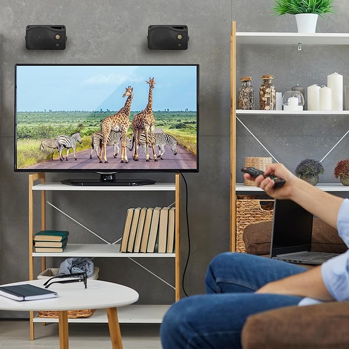 Pyramid 3-Way Indoor Outdoor Speaker System - 3.5 Inch 200W Pair of Mini Box Ceiling Wall Mount Speakers w/1" Tweeter, 3.25" Woofer, 1.75” Midrange - Home Theater Entertainment, PA System - 2022SX