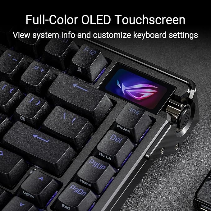 ASUS ROG Azoth Extreme Wireless Mechanical Gaming Keyboard – 75% TKL, ROG NX Storm Clicky Switches, PBT Keycaps, Aluminum Chassis, Carbon Fiber, Gasket Mount, Color OLED Screen, PC/Mac Support - Black
