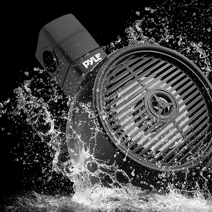 PyleUsa 6.5” Waterproof Off-Road Speakers - 200W 2-Way Marine Wakeboard Tower Sound System w/ LED Light, Full Range Outdoor Stereo Speaker for Car, ATV, UTV, Jeep, Boat, Includes Brackets (Black)