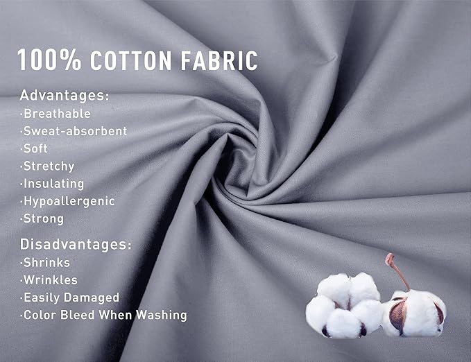 Sunflower Body Pillowcase 100% Cotton Long Pillow Cover/Case Envelope Closure 1 Pack, 21×54 inches Frost Gray, Soft and Breathable