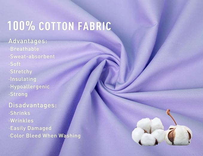 Sunflower Queen Pillowcases Set of 2, 100% Cotton Queen Pillow Cases 2, 20×30 inches Lavender, Soft and Breathable