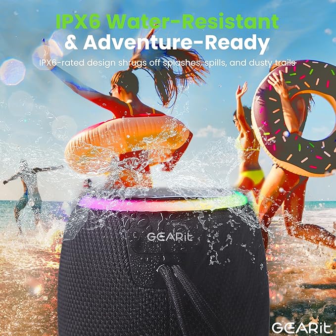 GEARit Portable Bluetooth Speaker Wireless with 15W Loud Sound - IPX6 Water-Resistant Speakers - Fast Connect 5.3 Bluetooth, AUX, and TWS Pairing - Perfect for Gift/Home/Outdoor/Party