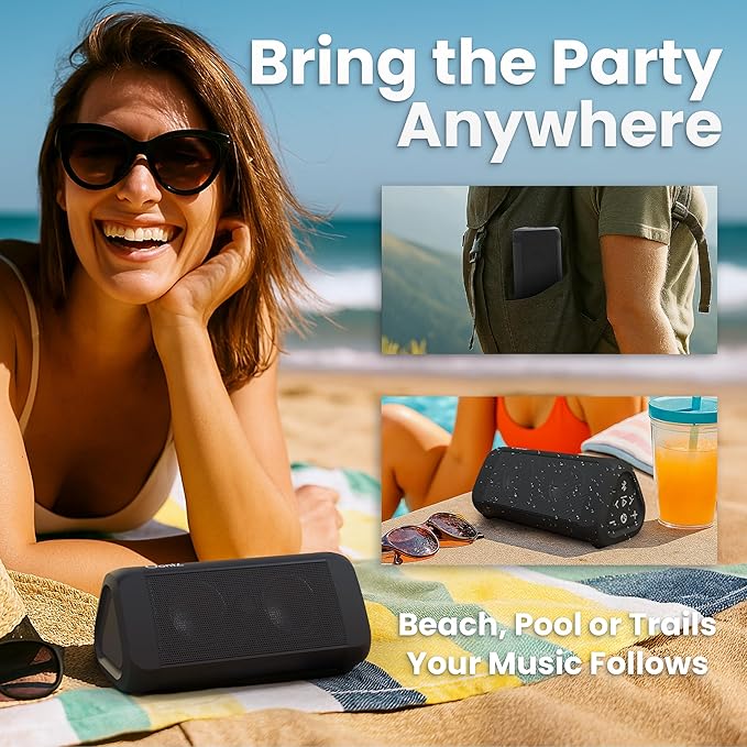OontZ Ultra Bluetooth Speaker 5.4 | IPX7 Waterproof, 14W Enhanced Sound, 20-Hr Battery, 100ft Range, Deep Bass & Clear Audio, Durable Speaker for Pool, Beach, and Shower (Black)