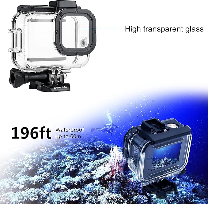 Waterproof Case with Dive Filters for GoPro Hero 13 12 11 10 9 Black, 60M Underwater Protective Dive Housing Case with Red, Snorkel, Magenta, 5X Close-up Macro Filters