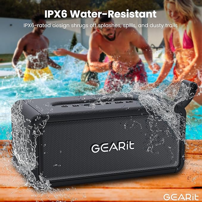GEARit Portable Bluetooth Wireless Speakers - IPX6 Waterproof Speakers - 40W Loud Wireless Outdoor Speaker - AUX & TWS Pairing - Perfect for Gift, Home, Vacation