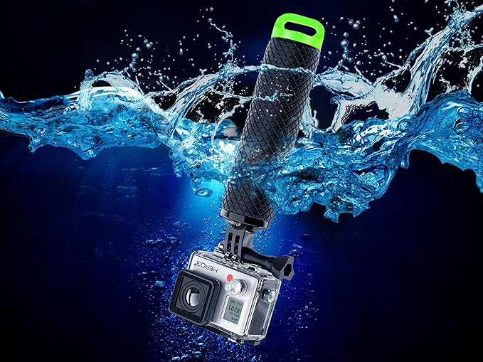 Waterproof Floating Hand Grip Compatible with GoPro Hero 12 11 10 9 8 7 6 5 4 3+ 2 1 Session Black Silver Camera Handler & Handle Mount Accessories Kit for Water Sport and Action Cameras (Green)