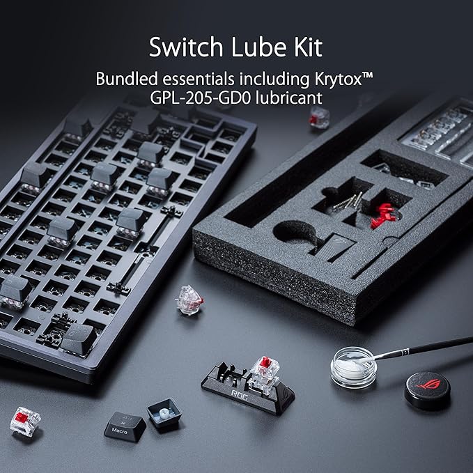 ASUS ROG Azoth Wireless Mechanical Gaming Keyboard – 75% TKL, Tri-Mode Connectivity, Hot Swappable Pre-lubed ROG NX Snow Linear Switches, PBT Keycaps, RGB, OLED Display, PC/Mac Support - White