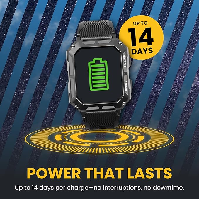 Rugged Smart Watch for Men, Original Smartwatch, Waterproof Digital Watch for The Toughest Jobs, with Fitness Trackers, Heart Rate Monitor, IP68, Pedometer, Workout Modes and More