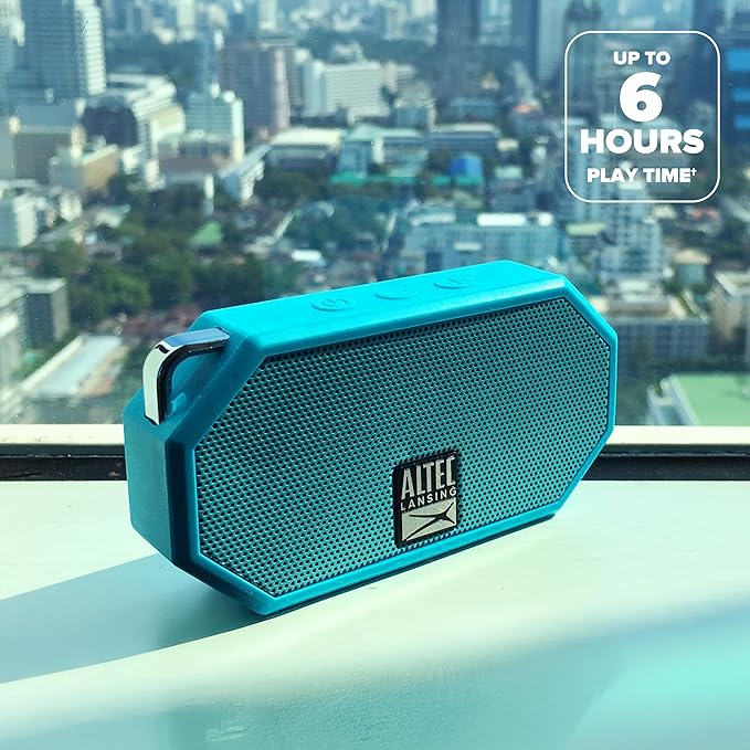 Altec Lansing Mini H2O - Waterproof Bluetooth Speaker, IP67 Certified & Floats in Water, Compact & Portable Speaker for Hiking, Camping, Pool, and Beach,Aqua