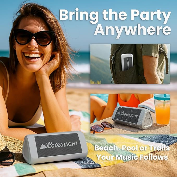 OontZ Ultra Portable Bluetooth Speaker 5.0 - IPX7 Waterproof, 14W Enhanced Sound, 20-Hr Battery, 100ft Wireless Range, Deep Bass and Clear Audio, Durable Shower Speaker for Pool or Beach (Coors White)