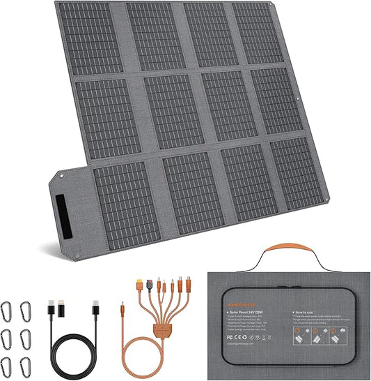 120W Foldable Solar Panel, 23% High-Efficiency Portable Charger with USB-C/2xUSB-A/DC Outputs, ETFE Monocrystalline IP65 Waterproof for RV Power Stations Camping Off-Grid Living Backpacking