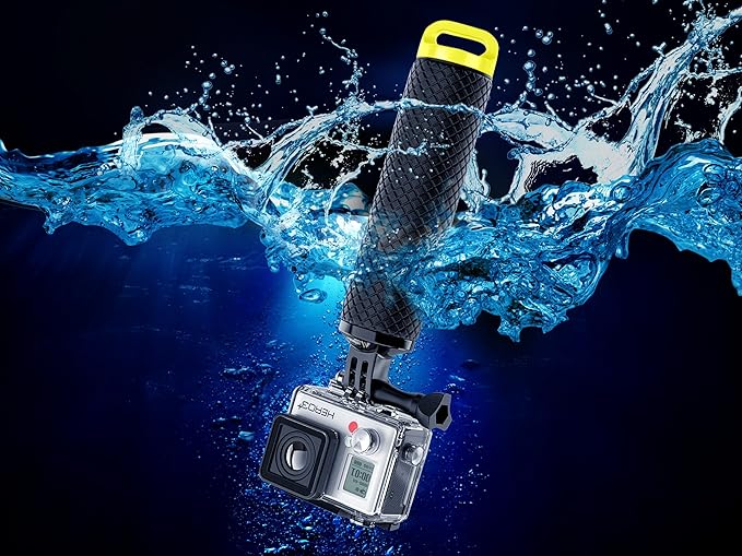 Waterproof Floating Hand Grip Compatible with GoPro Hero 12 11 10 9 8 7 6 5 4 3+ 2 1 Session Black Silver Camera Handler & Handle Mount Accessories Kit for Water Sport and Action Cameras (Yellow)