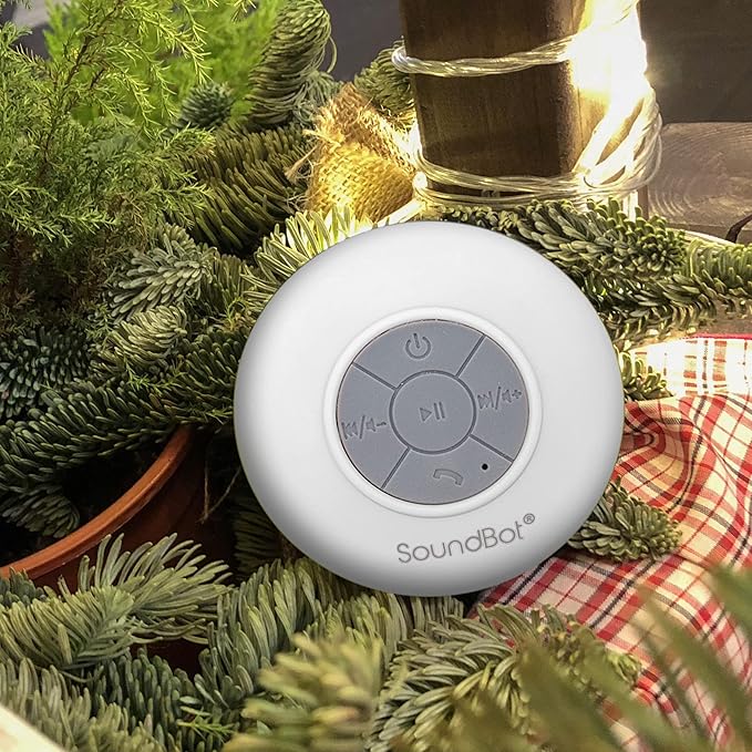 SoundBot® SB510 HD Water Resistant Bluetooth 4.0 Shower Speaker, Handsfree Portable Speakerphone with Built-in Mic, 6hrs of Playtime, Control Buttons and Dedicated Suction Cup for Showers (White)