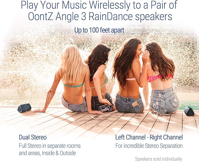 OontZ Angle 3 RainDance IPX7 Waterproof Bluetooth Speaker - 10W Sound, 12-Hr Battery, Budget-Friendly Portable Speaker Bluetooth 4.2 with 100ft Wireless Range for Travel, Party, Outdoor or Home