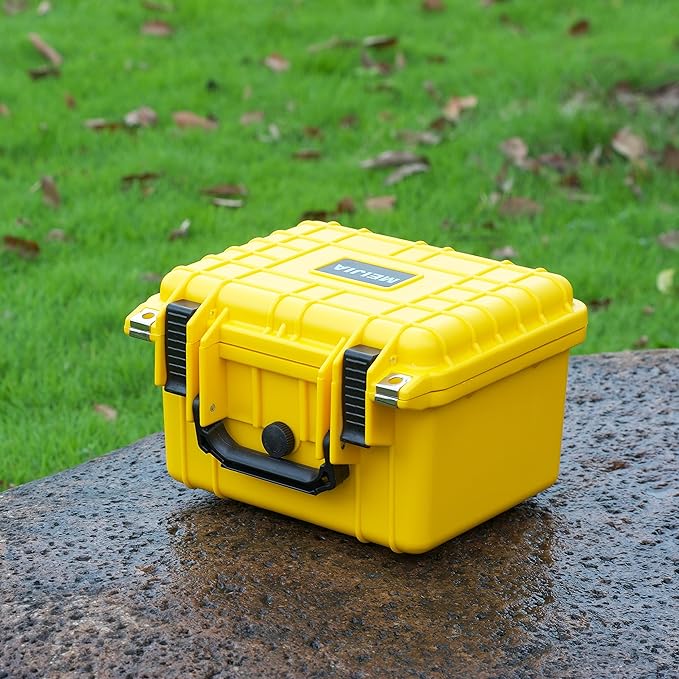 MEIJIA Portable All Weather IP67 Waterproof Camera Case,hard case with Customizable Fit Foam,Fit Use of Drones,Camera,Equipments,10.62 x9.68x6.87inches (Yellow)