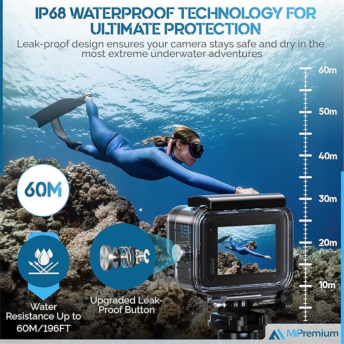 Waterproof Case for GoPro Hero 13 Black Hero 12 Black Hero 11 Black Hero 10 Black Hero 9 Black Protective Underwater Diving Housing Accessories, Dive Kit for Go Pro Hero13, 12, 11, 10,9 Action Camera