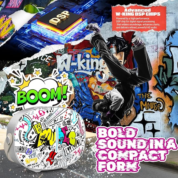 W-KING Portable Loud Speakers Bluetooth Wireless, T8II 96W Peak Powerful Outdoor Party Large Bluetooth Speaker Boombox with 2 Subwoofers, Heavy Bass, Fast Charging, BT5.4, USB Playback, AUX, Lights