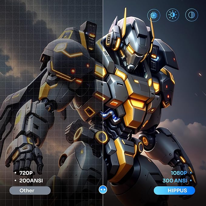 【180°-Rotation Adjustable Stand】HIPPUS Smart Mini Projector with WiFi and Bluetooth,1080P Portable 4k Outdoor Portable Projector,300ASIN LM,Support 2.4G/5G Wi-Fi6, BT5.2 With Android 11,Black.