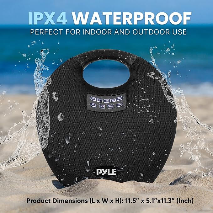 Pyle Mini IPX4 Waterproof Wireless Portable Bluetooth Speaker, with Built in Rechargeable Battery, Wireless Microphone, Clear Surround Sound, for Indoor and Outdoor Activities