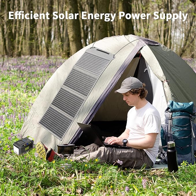 [Upgraded] MHPOWOS 40W Portable Solar Panel Charger with Triple Output (USB-C/USB-A/DC), 23% High-Efficiency & IP65 Water Resistant, Ultra-Compact Design for Backpack Camping Hiking Phone Power Bank