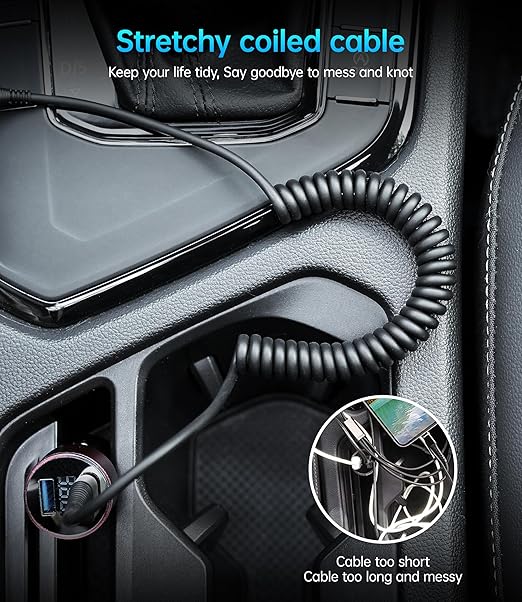 USB C to C 100W 3ft, 2Pack Coiled USB C Charger Cable for Car, Short Type C USBC Fast Charging Cable for iPhone 17/16/15/Pro/Plus/Pro Max/Samsung Galaxy S23, Compatible All Type C Devices