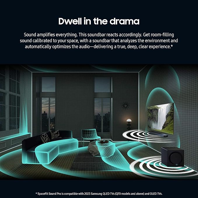 Samsung HW-Q990C 11.1.4ch Soundbar w/Wireless Dolby Audio, Rear Speakers Included w/Q-Symphony, SpaceFit Sound Pro, Adaptive Sound, Game Mode Pro, Airplay 2, AVA, Alexa Built-in