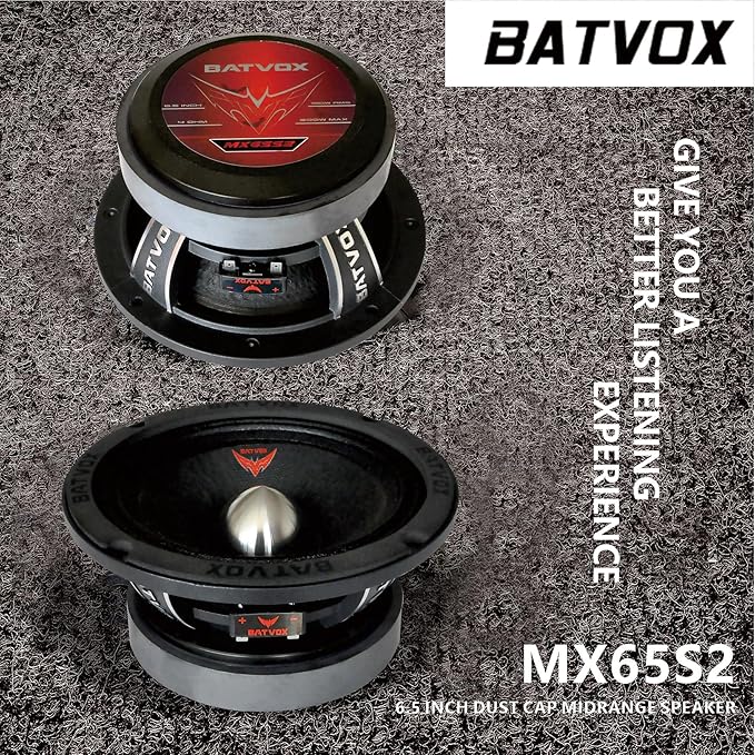 MX65S2 Midrange Loudspeaker 6.5" Silver Bullet, 600W Max, 4 Ohms, Premium Quality Audio Door Speakers for Car or Truck Stereo Sound System, Black (1 Speaker)